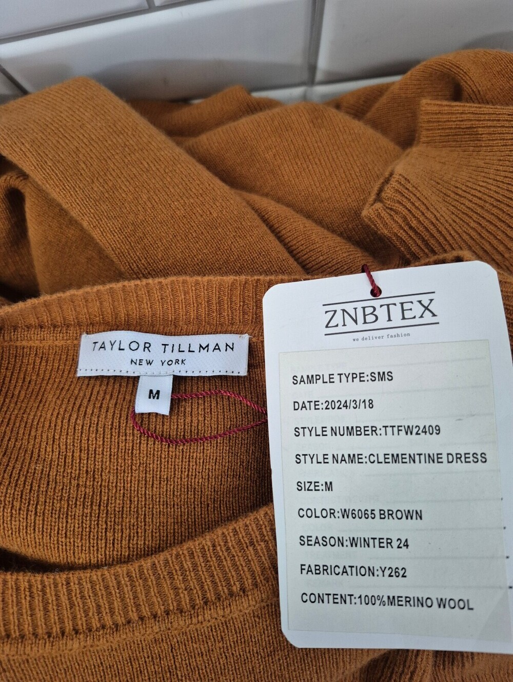 Taylor Tillman New York Clementine 100% Merino Wool Ruffle Maxi Sweater Dress